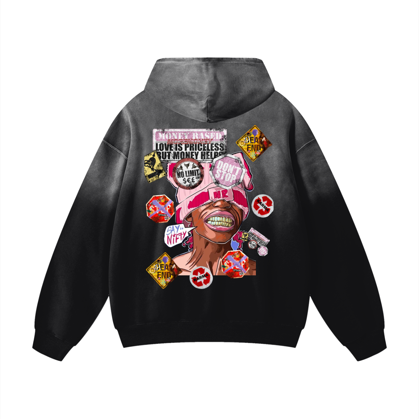 “Money Raised” Elegant Oversized Hoodie (White Logo)